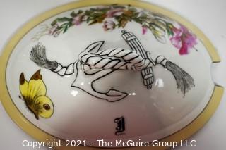 Large Hand Painted Heinrich & Co. (H & Co.) Stamped Porcelain Soup Tureen with Lid; 12 1/2W x 9"T 
