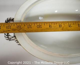 Large Hand Painted Heinrich & Co. (H & Co.) Stamped Porcelain Soup Tureen with Lid; 12 1/2W x 9"T 
