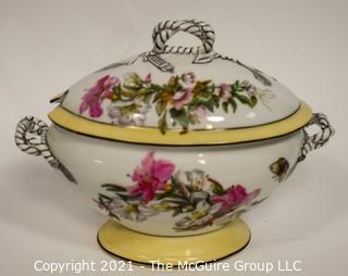 Large Hand Painted Heinrich & Co. (H & Co.) Stamped Porcelain Soup Tureen with Lid; 12 1/2W x 9"T 
