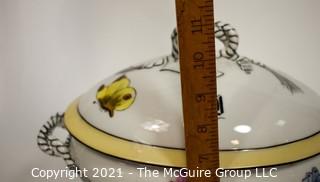 Large Hand Painted Heinrich & Co. (H & Co.) Stamped Porcelain Soup Tureen with Lid; 12 1/2W x 9"T 
