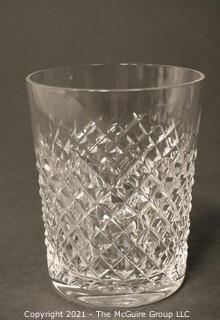 Waterford Crystal Alana Pattern: <br> <br>



(6) 5" tall Flat Tumblers <br>


(3) 4 3/8 Double Old Fashions <br>

(3) 3 3/8 Old Fashions  
