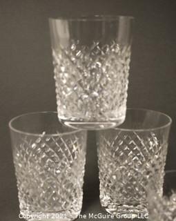 Waterford Crystal Alana Pattern: <br> <br>



(6) 5" tall Flat Tumblers <br>


(3) 4 3/8 Double Old Fashions <br>

(3) 3 3/8 Old Fashions  
