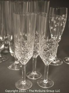 Collection of Stemware:<br><br>
(7) 8 1/2" Beer Glasses<br>
(6) 8" Perrier Jouet<br>
(2) 7 5/8" Etched Champagnes<br>
(3) 7 1/2" Champagnes<br>
(2) 9" Champagnes