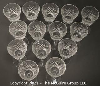 Waterford crystal - Alana Pattern:<br>
<br>
(14) 5 7/8" Claret Wine stems 