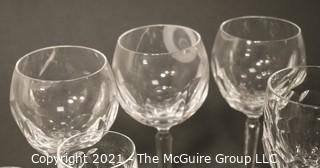 Waterford Crystal - Curraghmore Pattern: <br> <br>
(6) water goblets; 7 1/2" <br>
(6) hock wine; 7 1/2" <br>
(3) sherry; 6 3/8