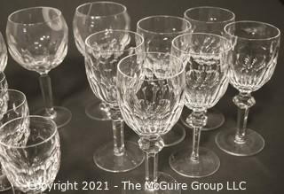 Waterford Crystal - Curraghmore Pattern: <br> <br>
(6) water goblets; 7 1/2" <br>
(6) hock wine; 7 1/2" <br>
(3) sherry; 6 3/8