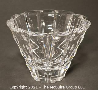 Orrefors Swedish Crystal Vase in Wave Pattern; 5 1/2"T x 7" diameter. 