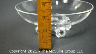 Signed Steuben Glass footed bowl; 7 3/4" wide x 3" tall" 