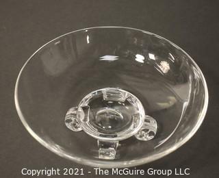 Signed Steuben Glass footed bowl; 7 3/4" wide x 3" tall" 