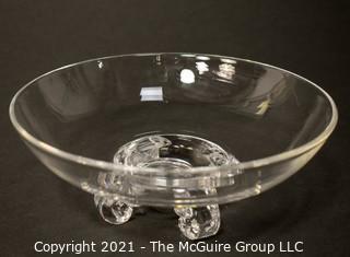 Signed Steuben Glass footed bowl; 7 3/4" wide x 3" tall" 