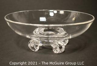 Signed Steuben Glass footed bowl; 7 3/4" wide x 3" tall" 