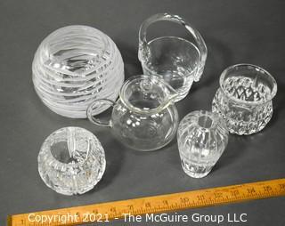 Group of Six (6) Clear Crystal Items.  Includes Vases, Bowls and Pitchers.