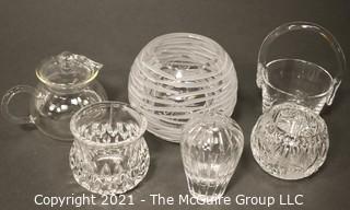 Group of Six (6) Clear Crystal Items.  Includes Vases, Bowls and Pitchers.