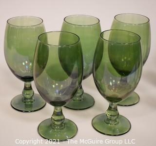 (10) Hand Blown Green Glass Stems: 5 - 7 1/2"T; 5 - 7 3/4"T