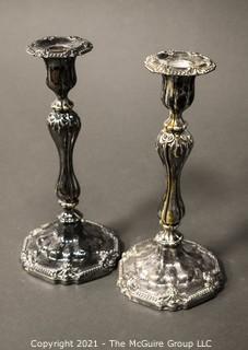 Pair of Large Silver Plated Candlesticks; 11"T 