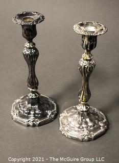 Pair of Large Silver Plated Candlesticks; 11"T 