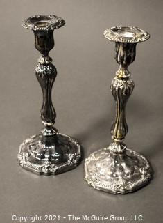 Pair of Large Silver Plated Candlesticks; 11"T 