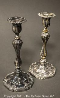 Pair of Large Silver Plated Candlesticks; 11"T 