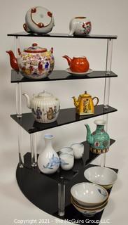 Collection of Asian Porcelain and Small Hand Painted Tea Pots. 