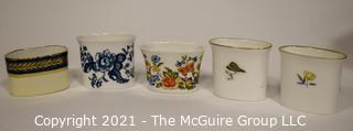 Collection of Porcelain & Ceramic Items.  Includes Asian Hand Painted Scalloped Dish with Mark, Richard Ginori Dish, Hand Painted Limoges Dish with Lid, Lucite Asian Charm & 5 Royal Worchester & Ansley Toothpick Holders. 