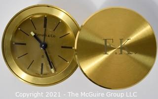 Tiffany & Co. Windup Alarm Clock; Swiss Made; monogrammed