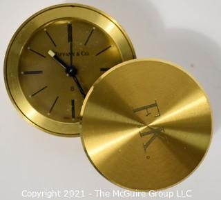 Tiffany & Co. Windup Alarm Clock; Swiss Made; monogrammed