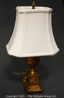 Contemporary Gilt Urn Shaped Table Lamp with Shade. 
