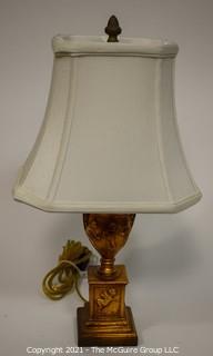 Contemporary Gilt Urn Shaped Table Lamp with Shade. 
