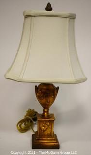 Contemporary Gilt Urn Shaped Table Lamp with Shade. 
