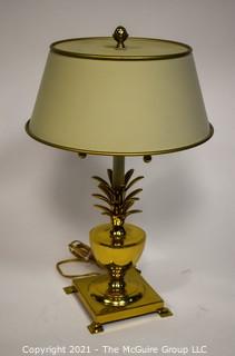 Pineapple form Brass Table Lamp with Metal Shade; 19"T