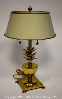 Pineapple form Brass Table Lamp with Metal Shade; 19"T