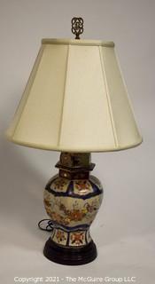 Vintage Porcelain Hand Painted Asian Ginger Jar Lamp With Shade 