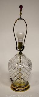 Waterford Style Crystal Table Lamp; 24 1/2" tall 