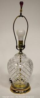 Waterford Style Crystal Table Lamp; 24 1/2" tall 