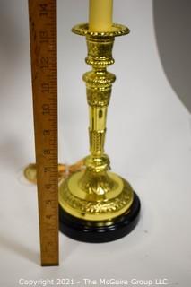 Pair of brass Table Lamps; 30" tall