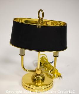 Brass Desk Lamp with Metal Shade