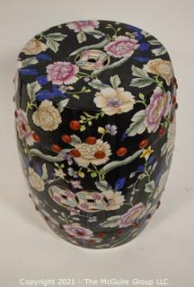 Hand Painted Asian Ceramic Garden Stool; 11W x 19"T