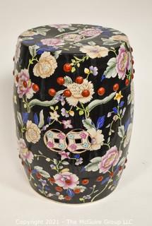 Hand Painted Asian Ceramic Garden Stool; 11W x 19"T