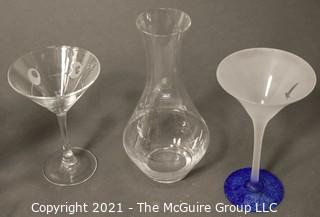 Riedel decanter and 2 martini glasses 