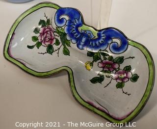 Collection of Decorative Items: Includes Two Needlepoint Pillows, Crate and Barrel Turkey Form Napkin Rings, Pierced Porcelain Votives and Florentine Tray.