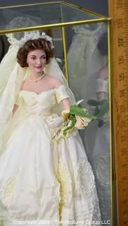 Franklin Mint Jacqueline Kennedy Heirloom Bride Doll in Hinged Glass Case.