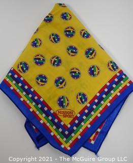 Small Yellow Cotton Bandana or Scarf by Missoni Sport. Measures approximately 19" square. 