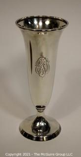 Vintage R Wallace & Sons Mfg Co Sterling Silver Vase with Monogram.  Measures approximately 10.5" tall and 301g in weight. (Note: Description altered 4/7 at 1:52PM)