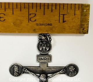 Vintage Sterling Silver Pectoral Cross or Crucifix.   Measures approximately 5" long and 299g in weight. 