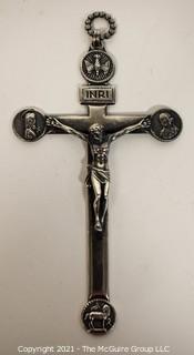 Vintage Sterling Silver Pectoral Cross or Crucifix.   Measures approximately 5" long and 299g in weight. 