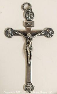 Vintage Sterling Silver Pectoral Cross or Crucifix.   Measures approximately 5" long and 299g in weight. 