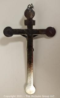 Vintage Sterling Silver Pectoral Cross or Crucifix.   Measures approximately 5" long and 299g in weight. 