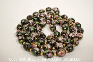 Black & Gold Cloisonné Bead Necklace. 