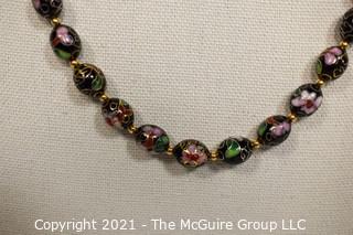 Black & Gold Cloisonné Bead Necklace. 