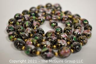 Black & Gold Cloisonné Bead Necklace. 